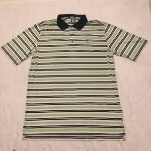 Footjoy FJ Mens Athletic Fit Green Striped Golf Short Sleeve Polo Shirt XL